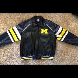 MENS VINTAGE MICHIGAN WOLVERINES LEATHER JACKET